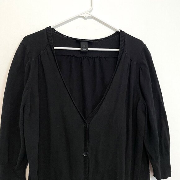 LANE BRYANT Plus Size Black V-Neck 3/4 Sleeve 100% Cotton Cardigan Sweater 18 20 - Picture 2 of 13